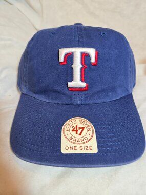 ⚾NWT '47 Brand Texas Rangers Clean Up One Size Adjustable Hat - Blue/Red